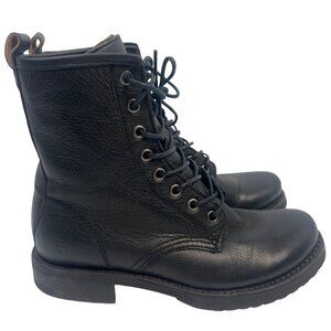 Frye Veronica Combat Black Leather Boot Womens Size 6.5 B (3476276)